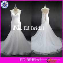 ED nupcial simple plisado blanco color de espalda baja vestido de novia baratos 2017 para las mujeres elegantes